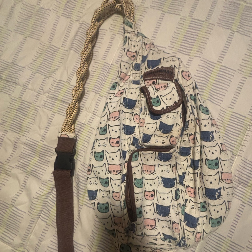 UNIONBAY Cat Pattern Backpack with Brown Trim